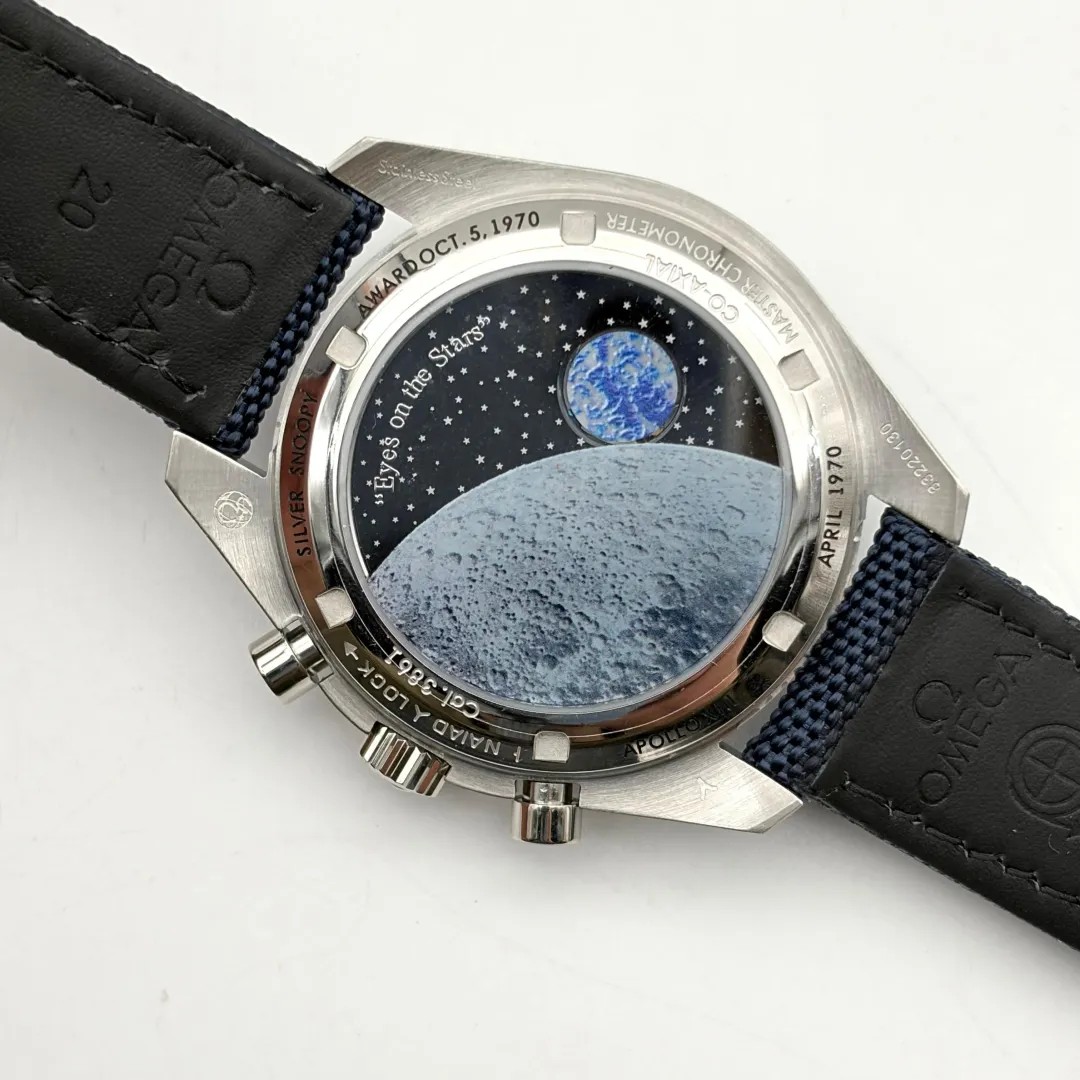 Omega Speedmaster Snoopy Award 42mm Manual Chronograph Watch Black Nylon Strap